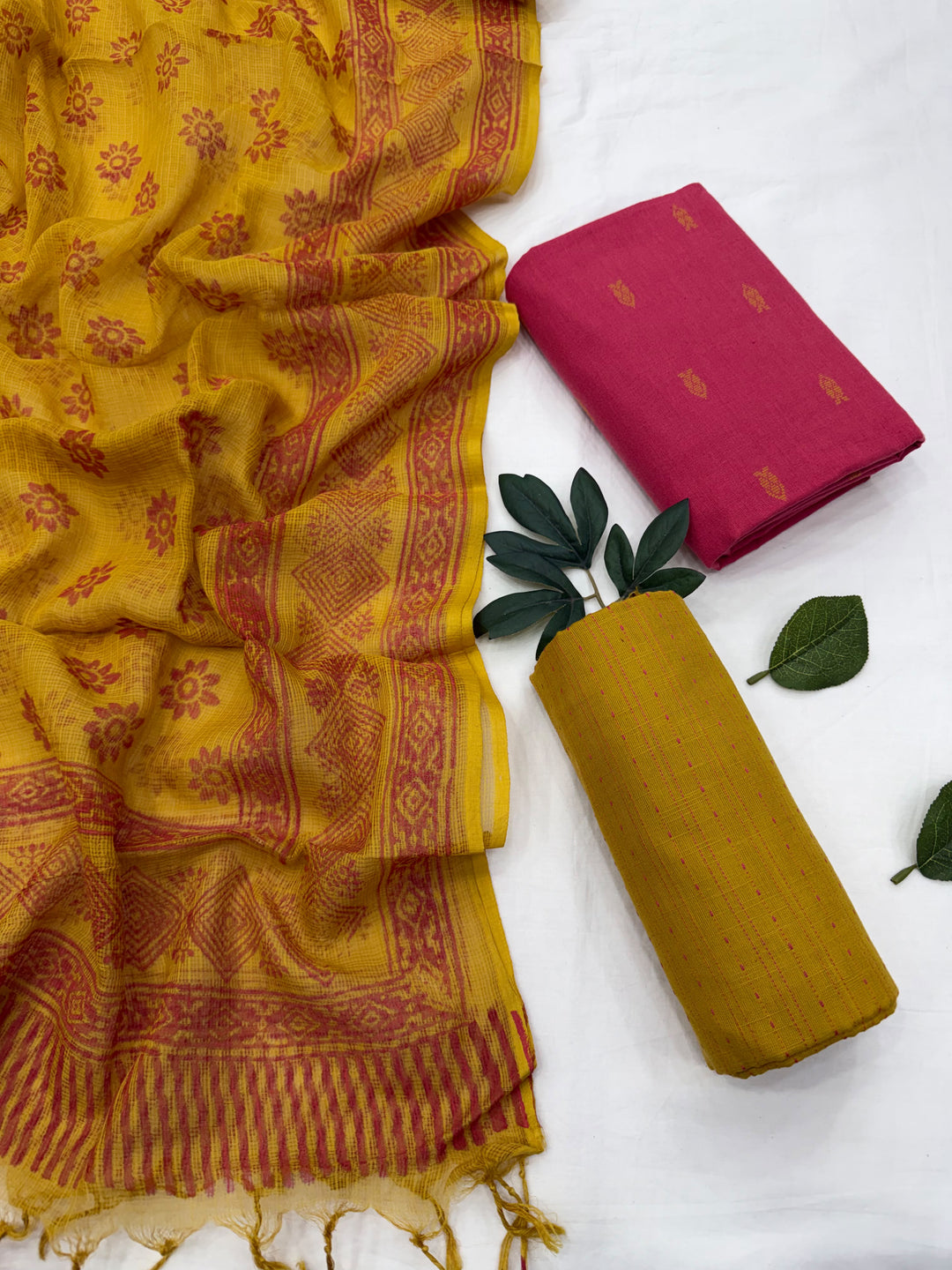 Handloom Ikkat Suit With Kota Doriya Dupatta
