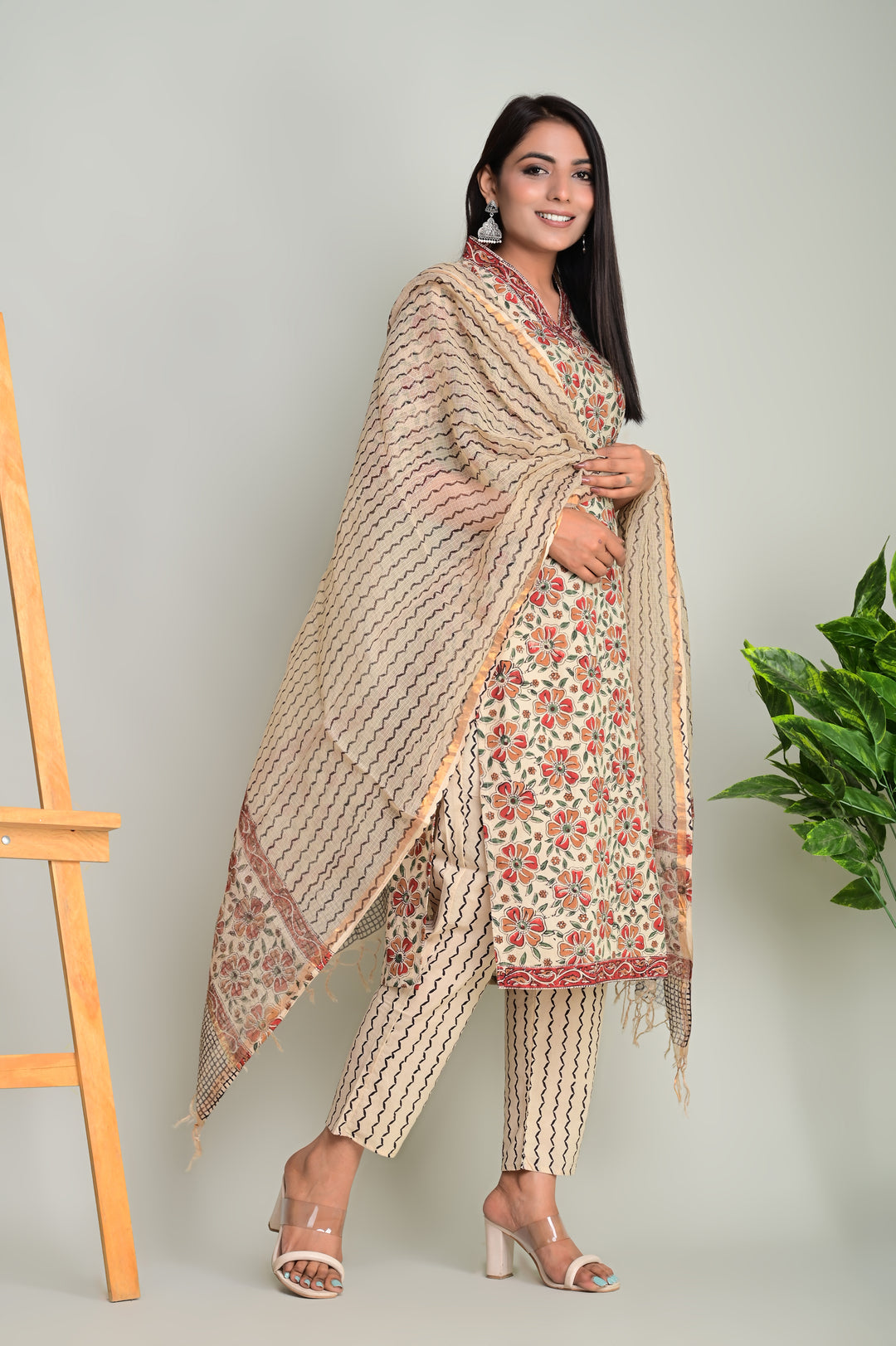 Traditional Bagru Print Cotton Suit Kota Doriya Dupatta