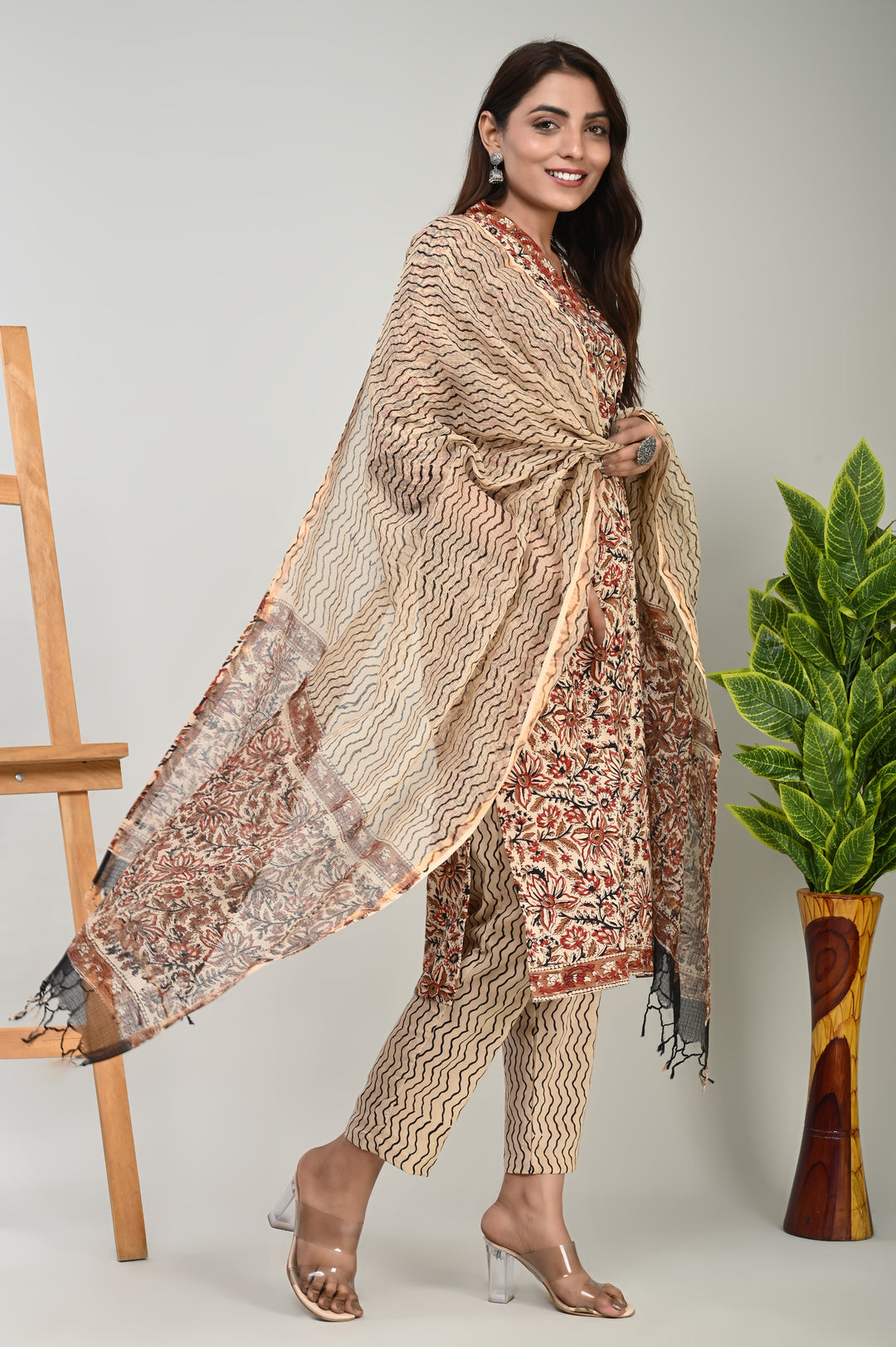 Block Printed Cotton Suit Kota Doriya Dupatta