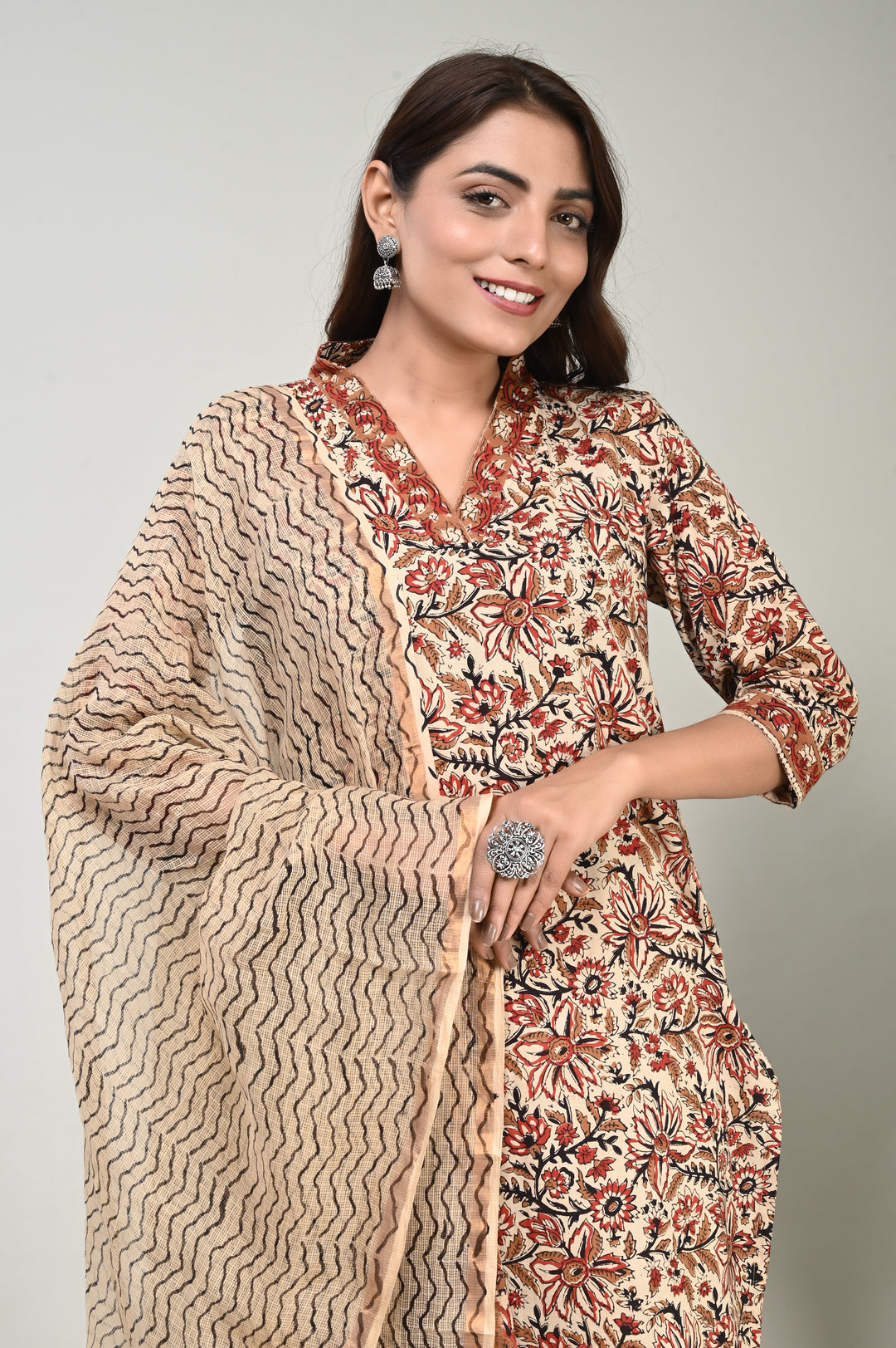 Block Printed Cotton Suit Kota Doriya Dupatta