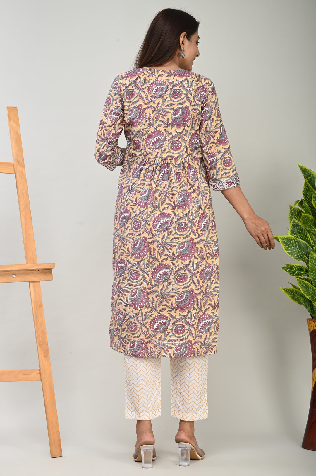 Block Printed Cotton Suit With Kota Doriya Dupatta