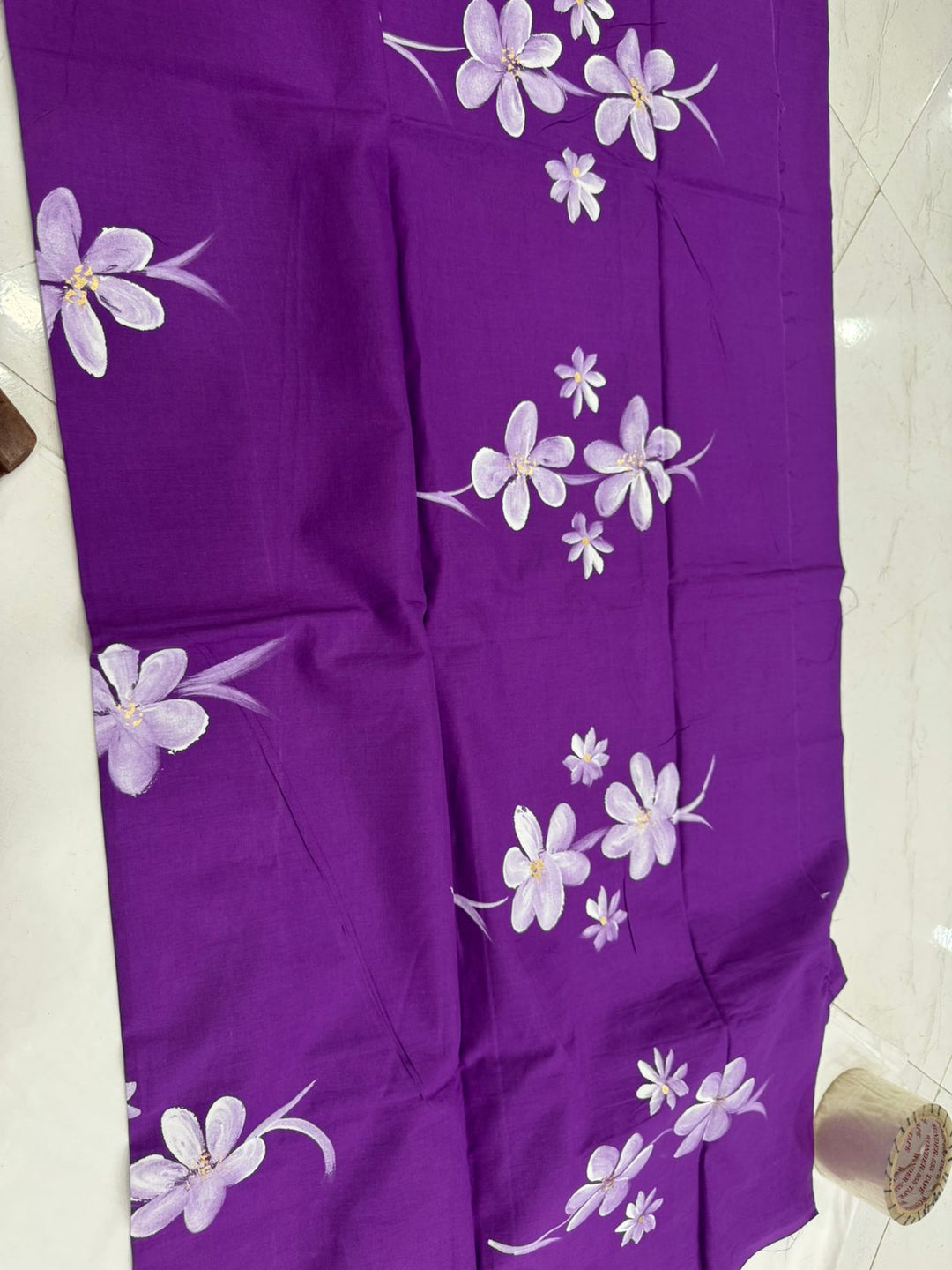 Hand Painted Cotton Suit With Chiffon Dupatta