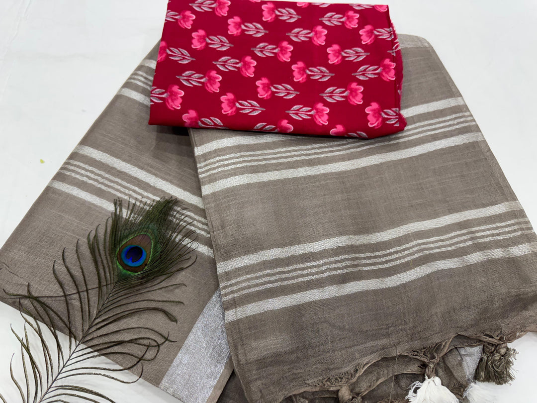 Cotton linen Saree