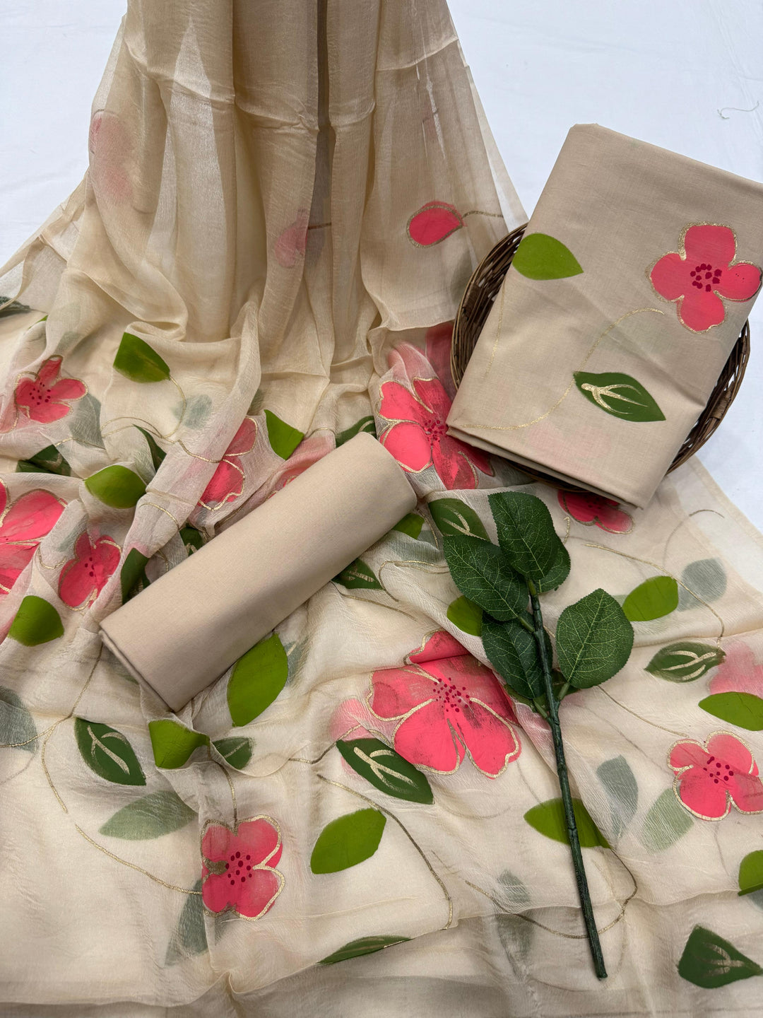 Cotton Suit With Chiffon Dupatta