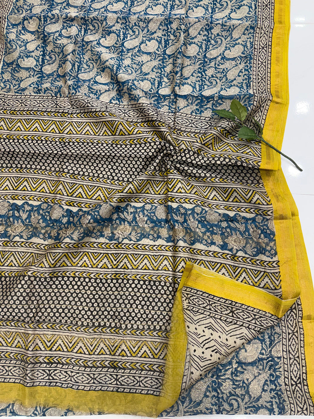 Bagru Printed Maheshwari silk saree