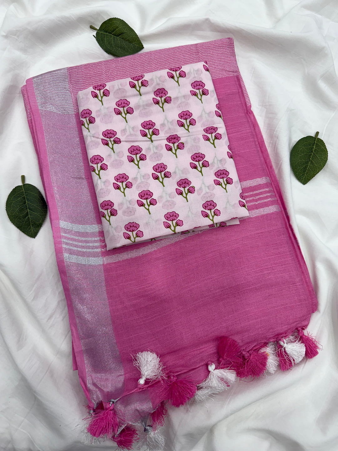 Plain linen Saree