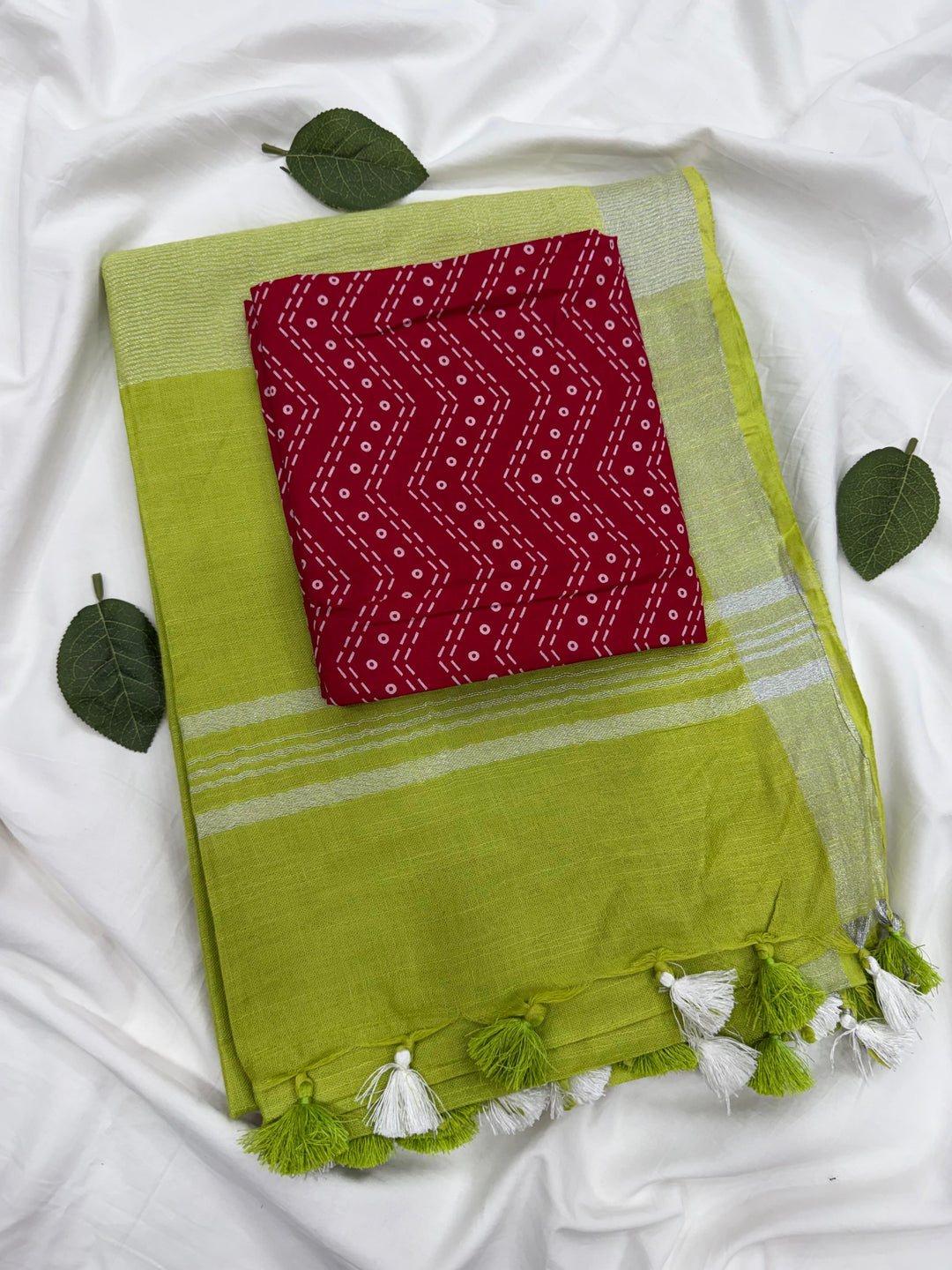 Plain linen Saree
