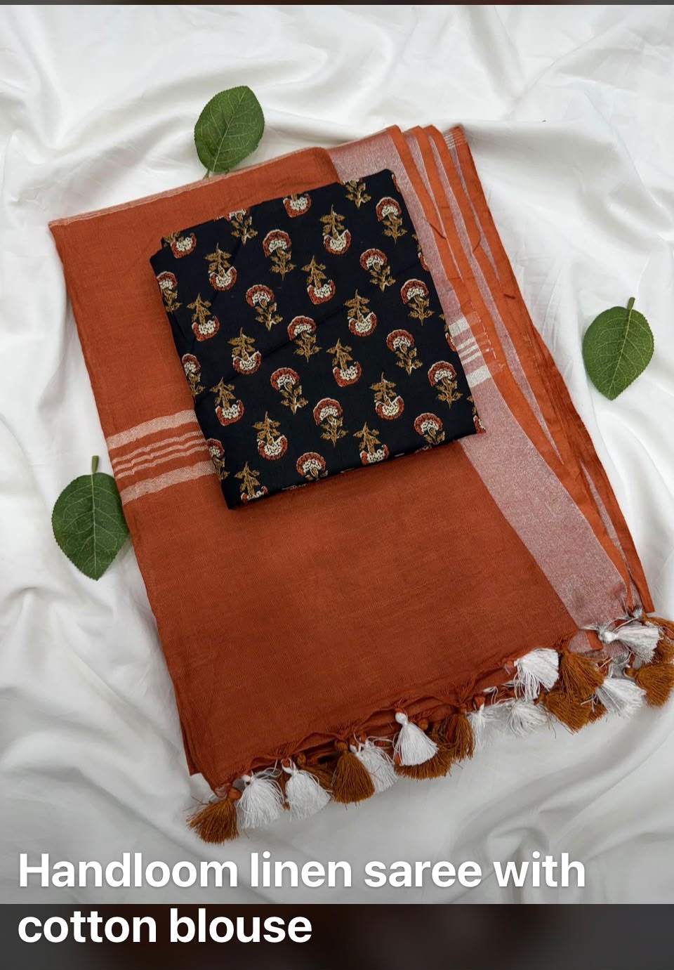 Plain linen Saree