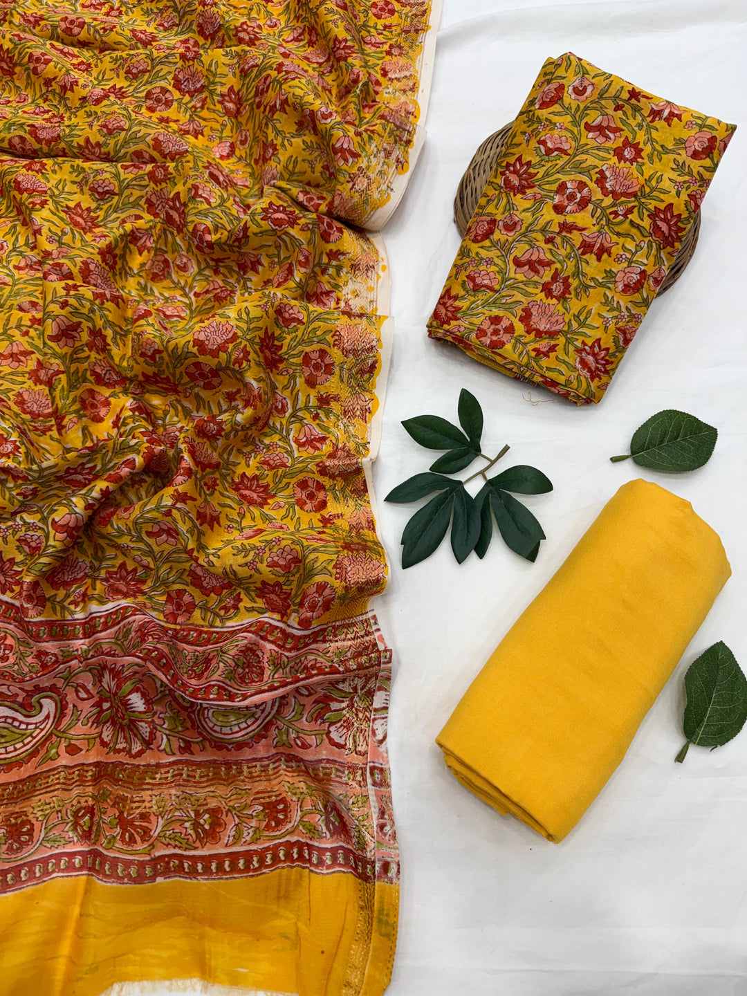 Sanganeri  Maheshwari Silk Suit Set .