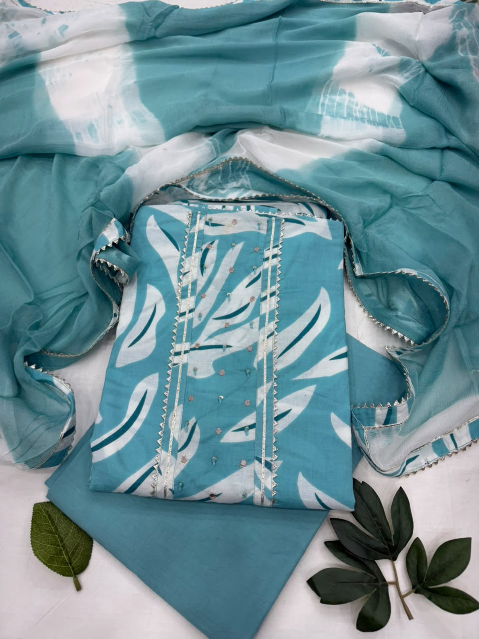 Printed Hand Work Gota Suit