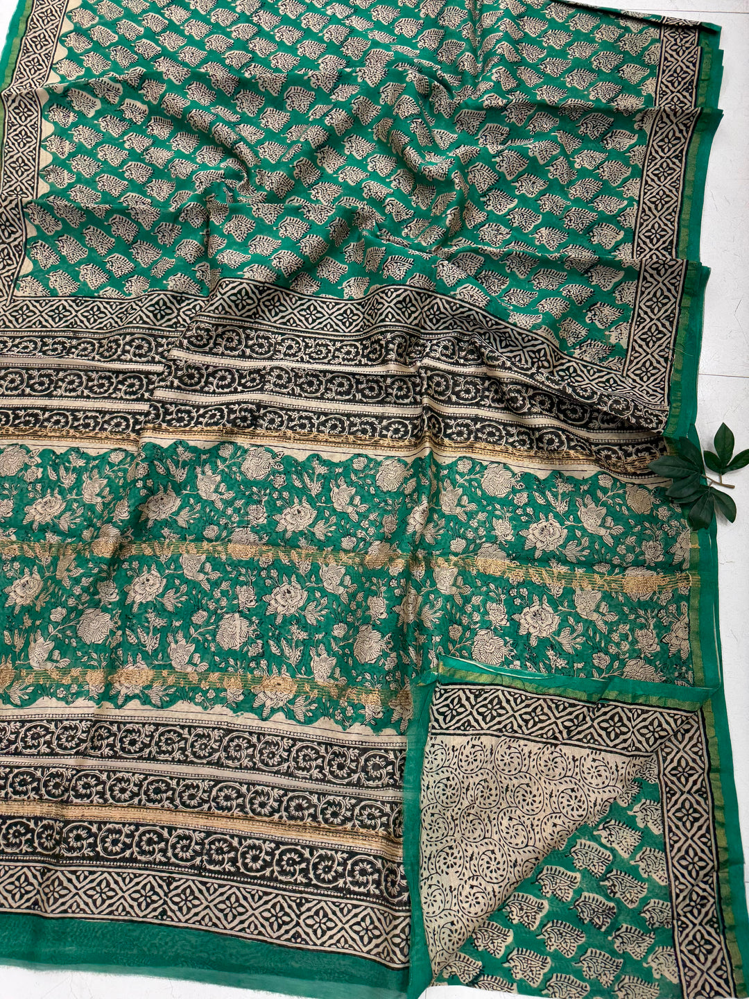 Bagru Printed Chanderi Silk Saree