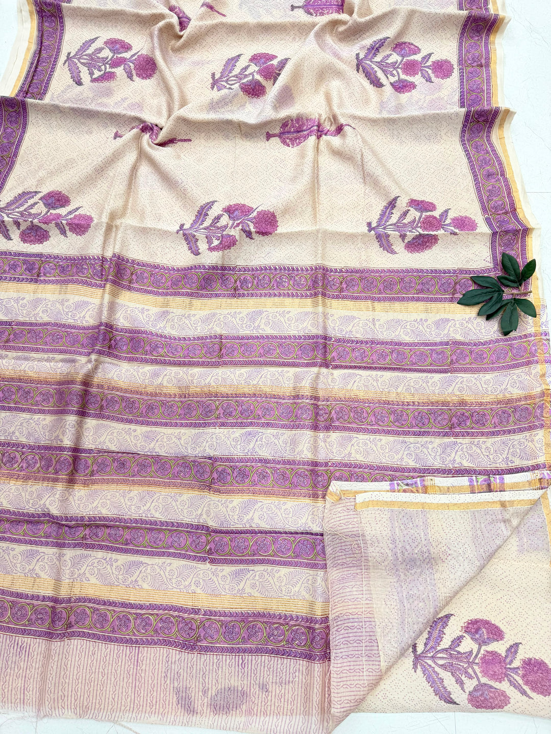 Chanderi Silk Saree with zari border