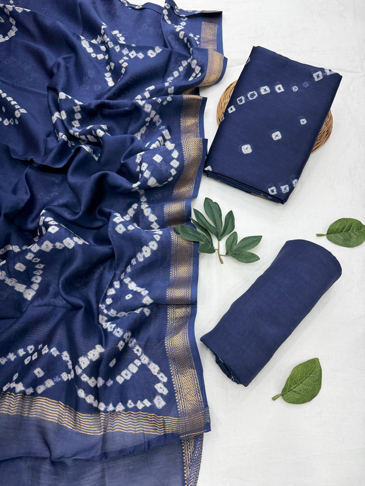 Bandhani Maheshwari Silk Suit Set