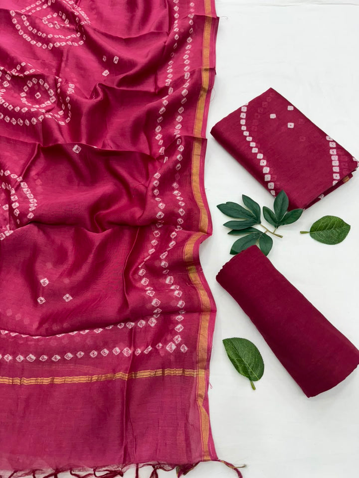 Bandhani Chanderi Silk Suit Set