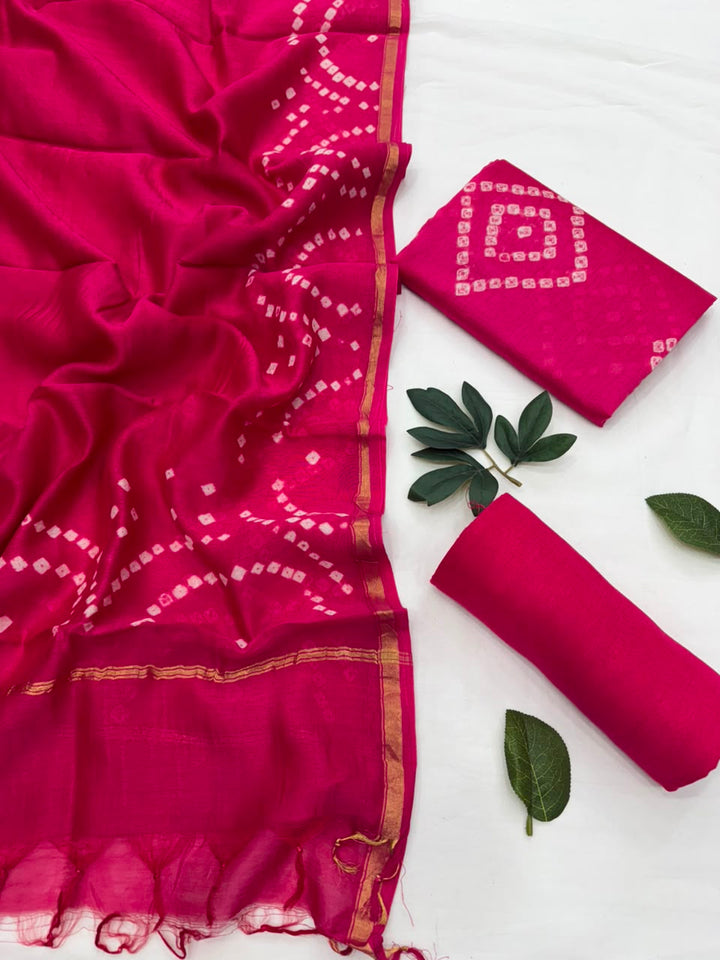 Bandhani Chanderi Silk Suit Set