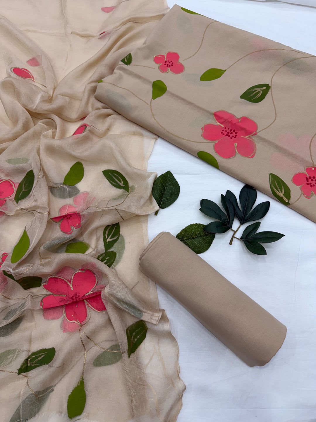 Hastkala Cotton Suit with Chiffon Dupatta