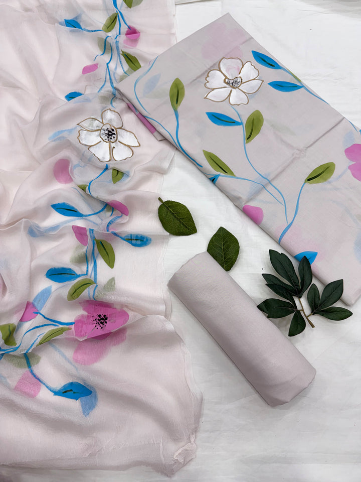 Cotton Suit With Chiffon Dupatta