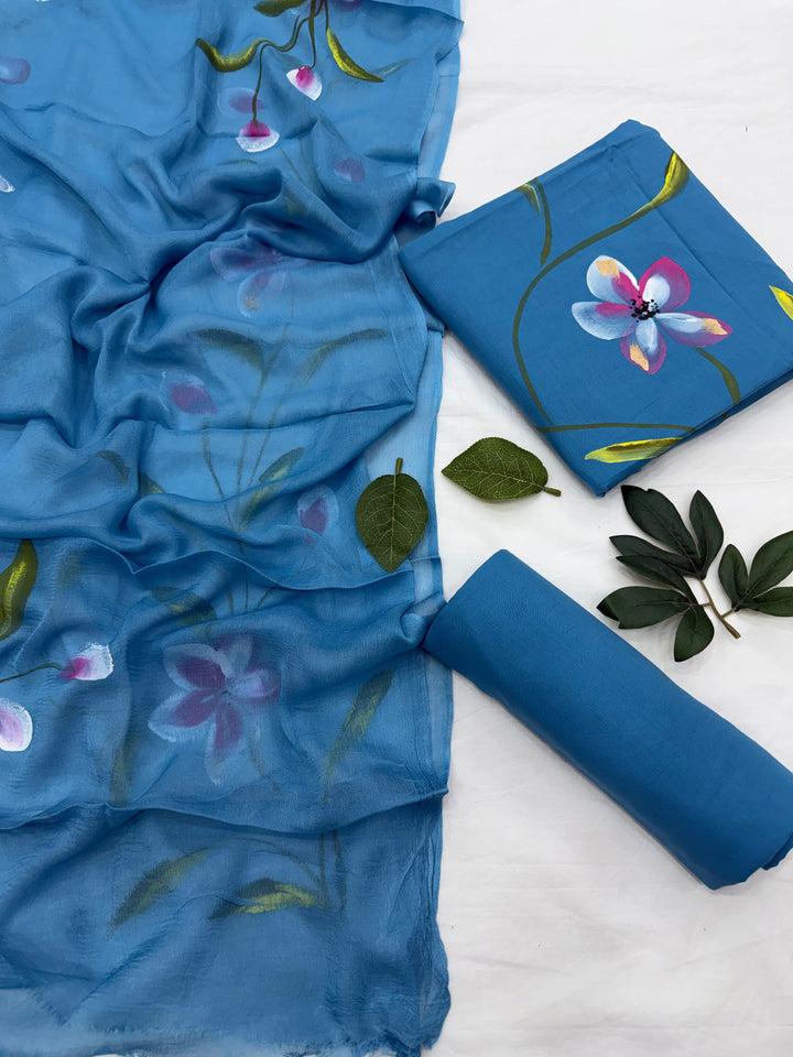 Cotton Suit With Chiffon Dupatta