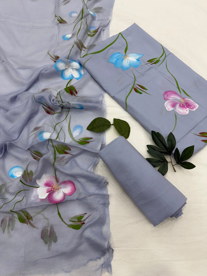 Cotton Suit With Chiffon Dupatta