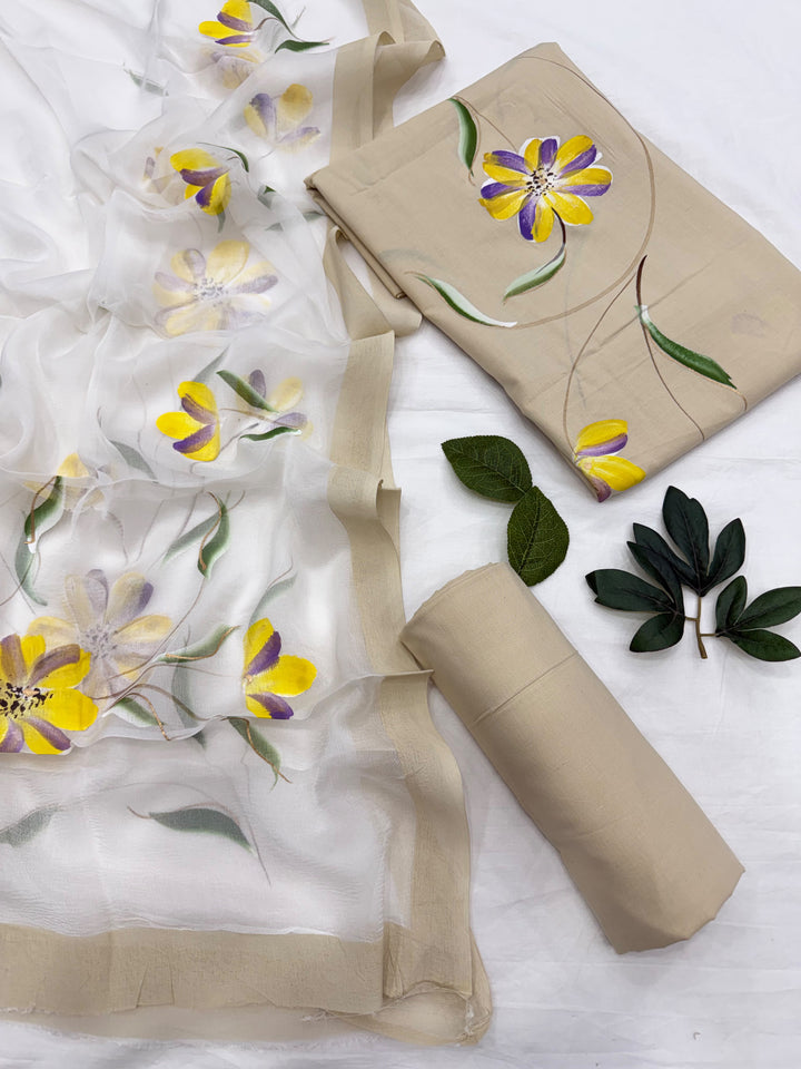 Cotton Suit with Chiffon Dupatta