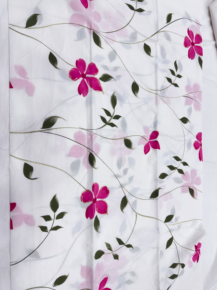 Hand Painted Cotton Suit With Chiffon Dupatta