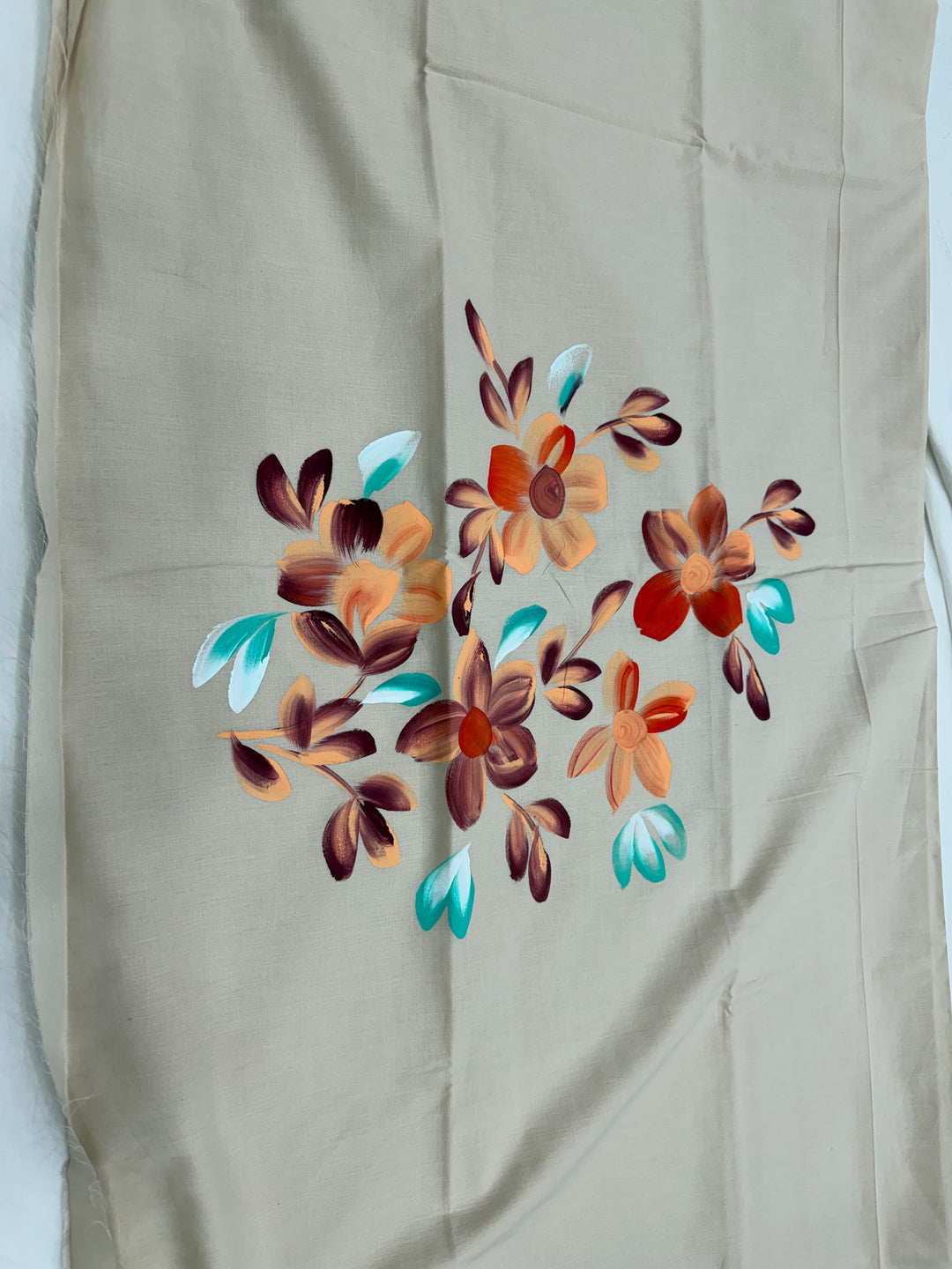 Hand Painted Cotton Suit With Chiffon Dupatta