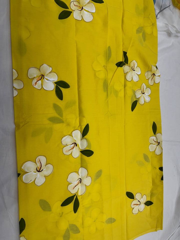 Hand Painted Cotton Suit With Chiffon Dupatta