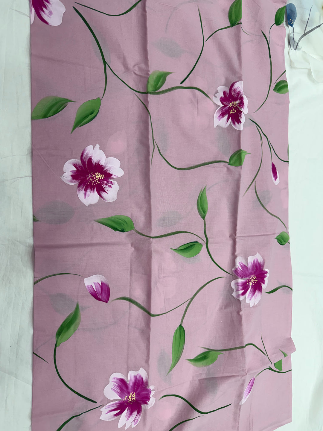 Hand Painted Cotton Suit With Chiffon Dupatta