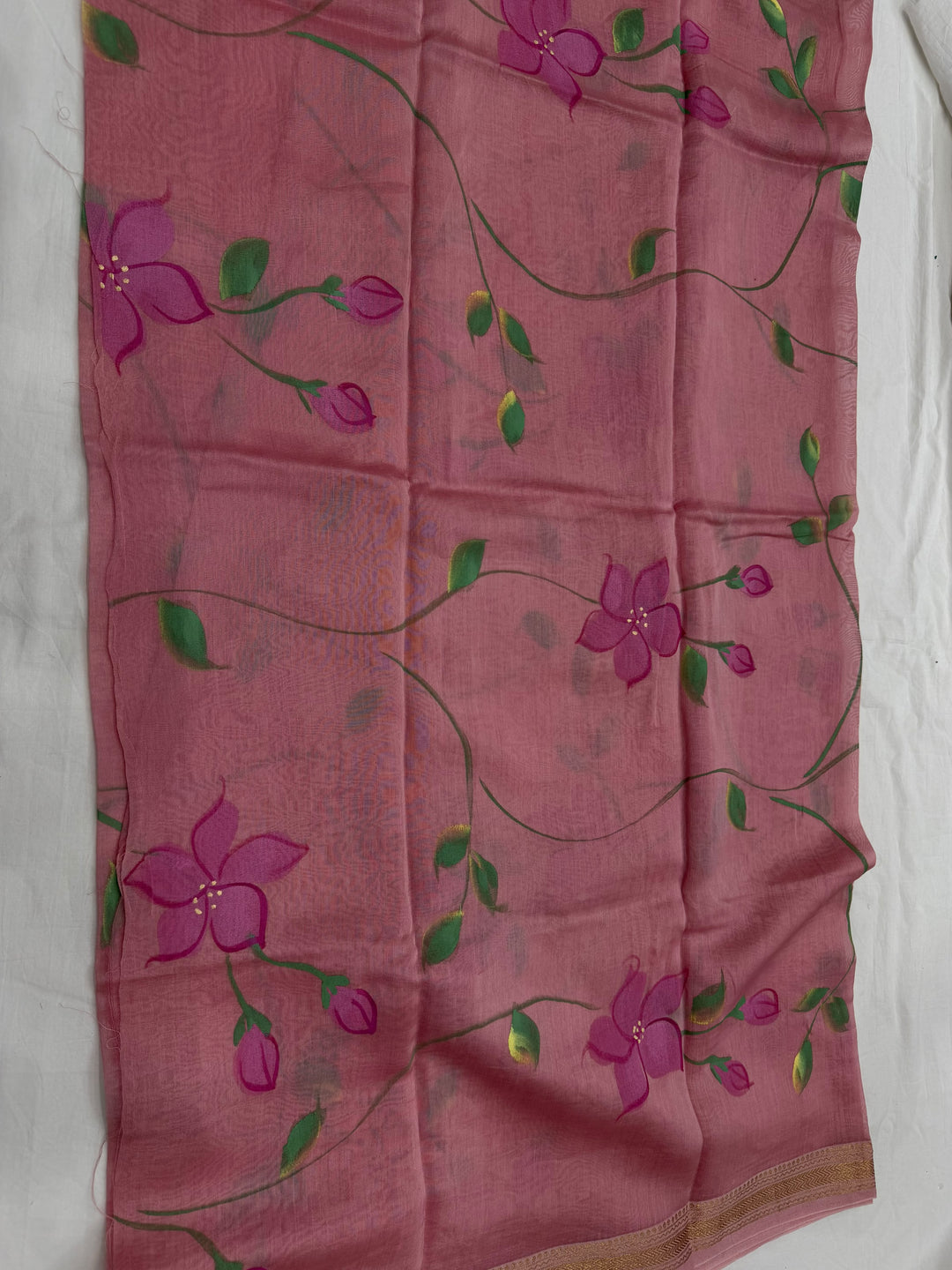 Hand Painted Maheshwari Silk Suit