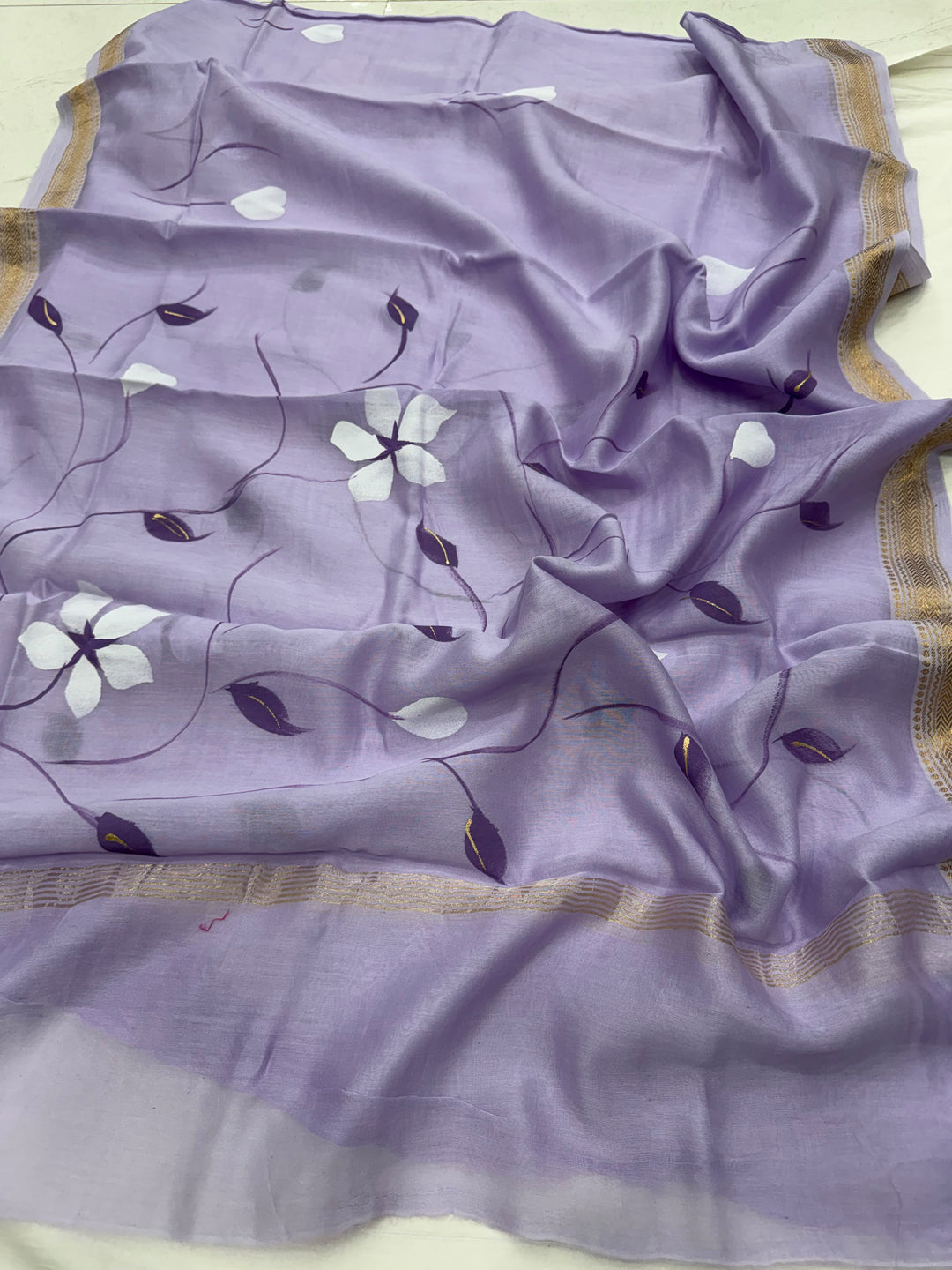 Hand Painted Maheshwari Silk Suit Set