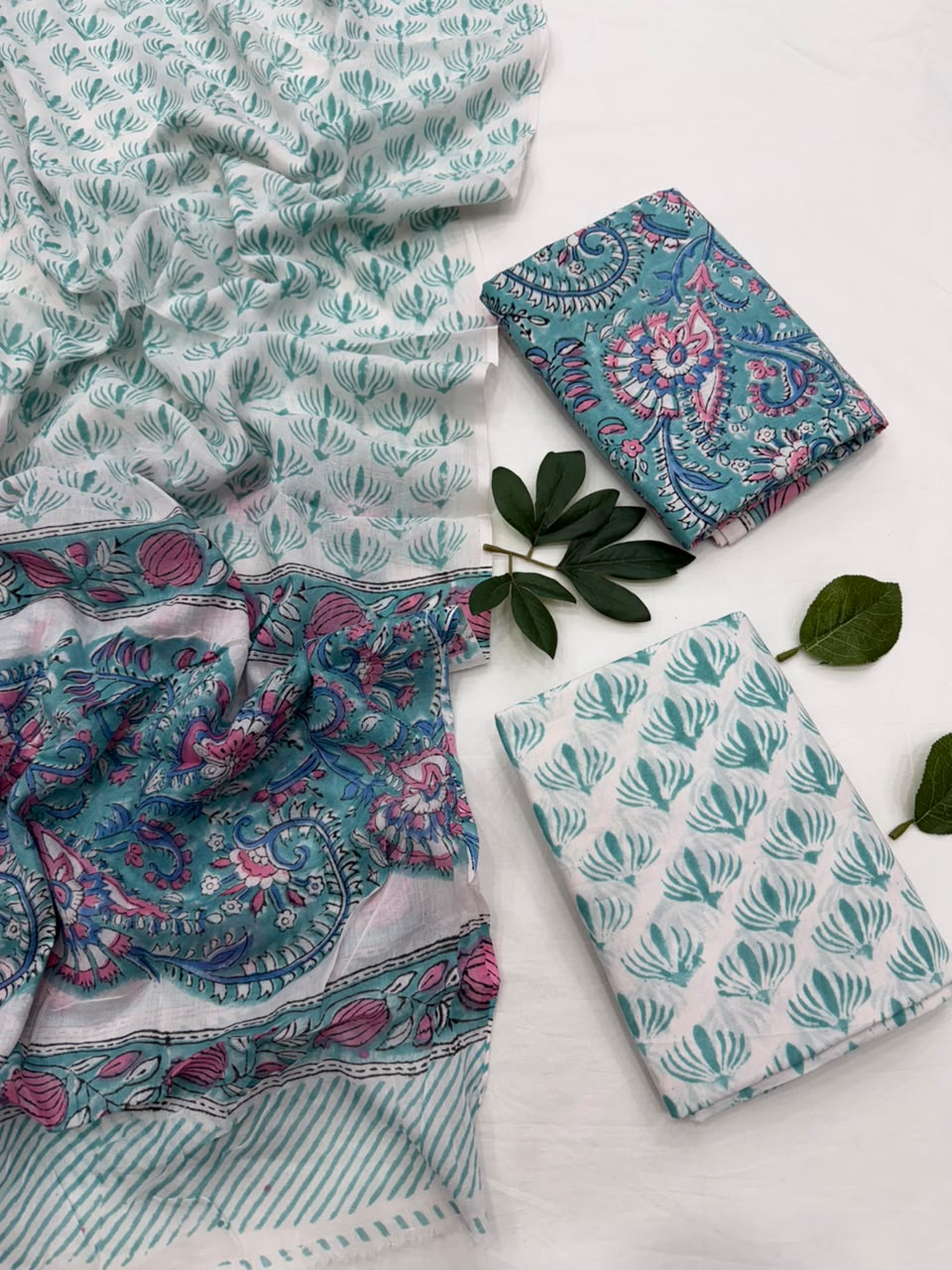 Cotton suit Set with cotton Mulmul Dupatta