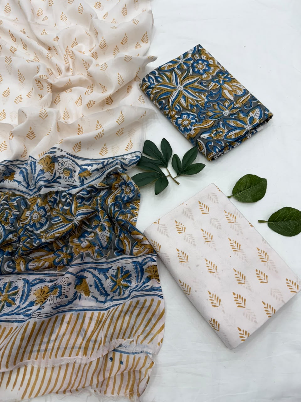 Cotton suit Set with Mulmul Dupatta