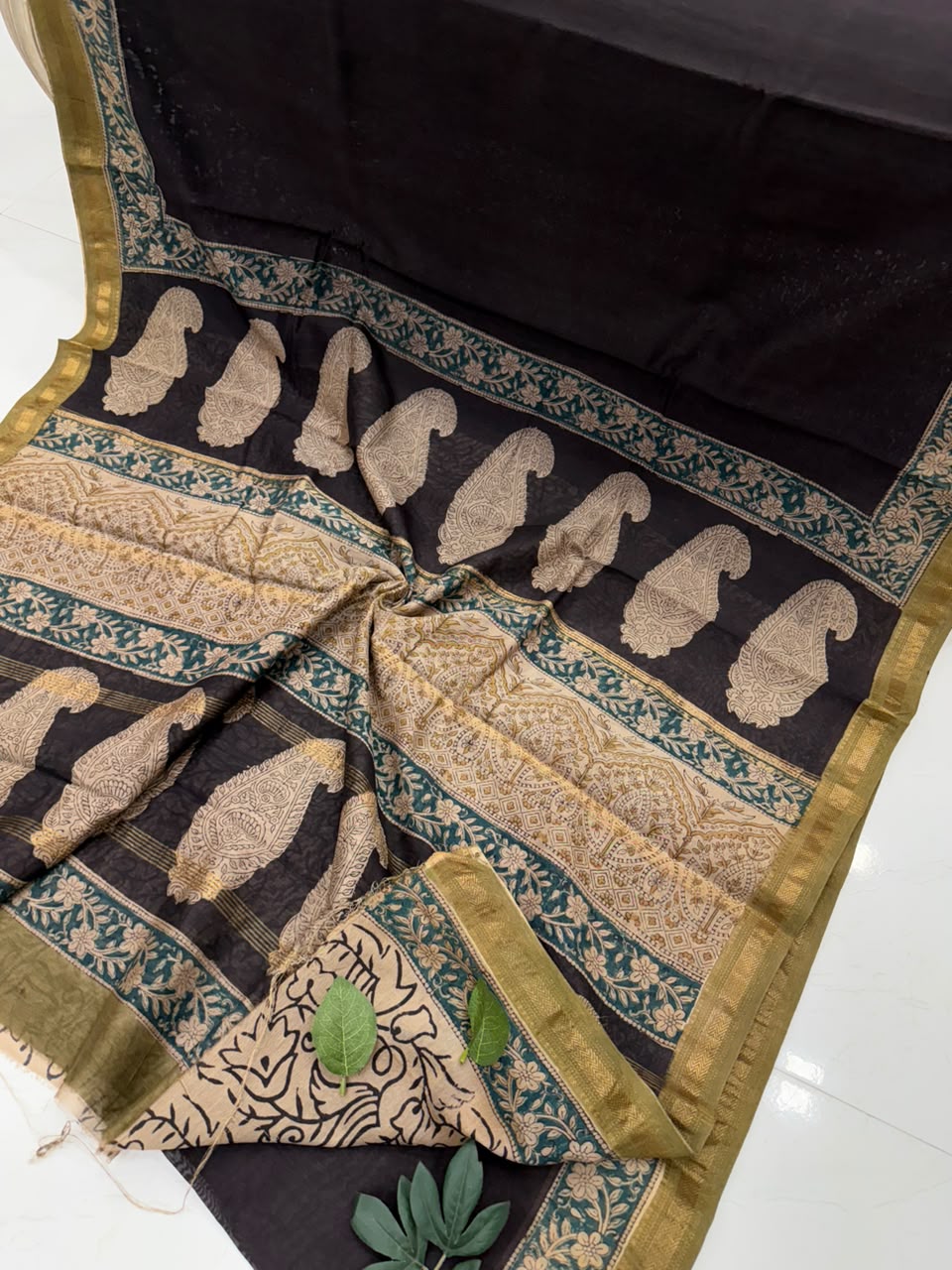Bagru Printed Maheshwari silk saree