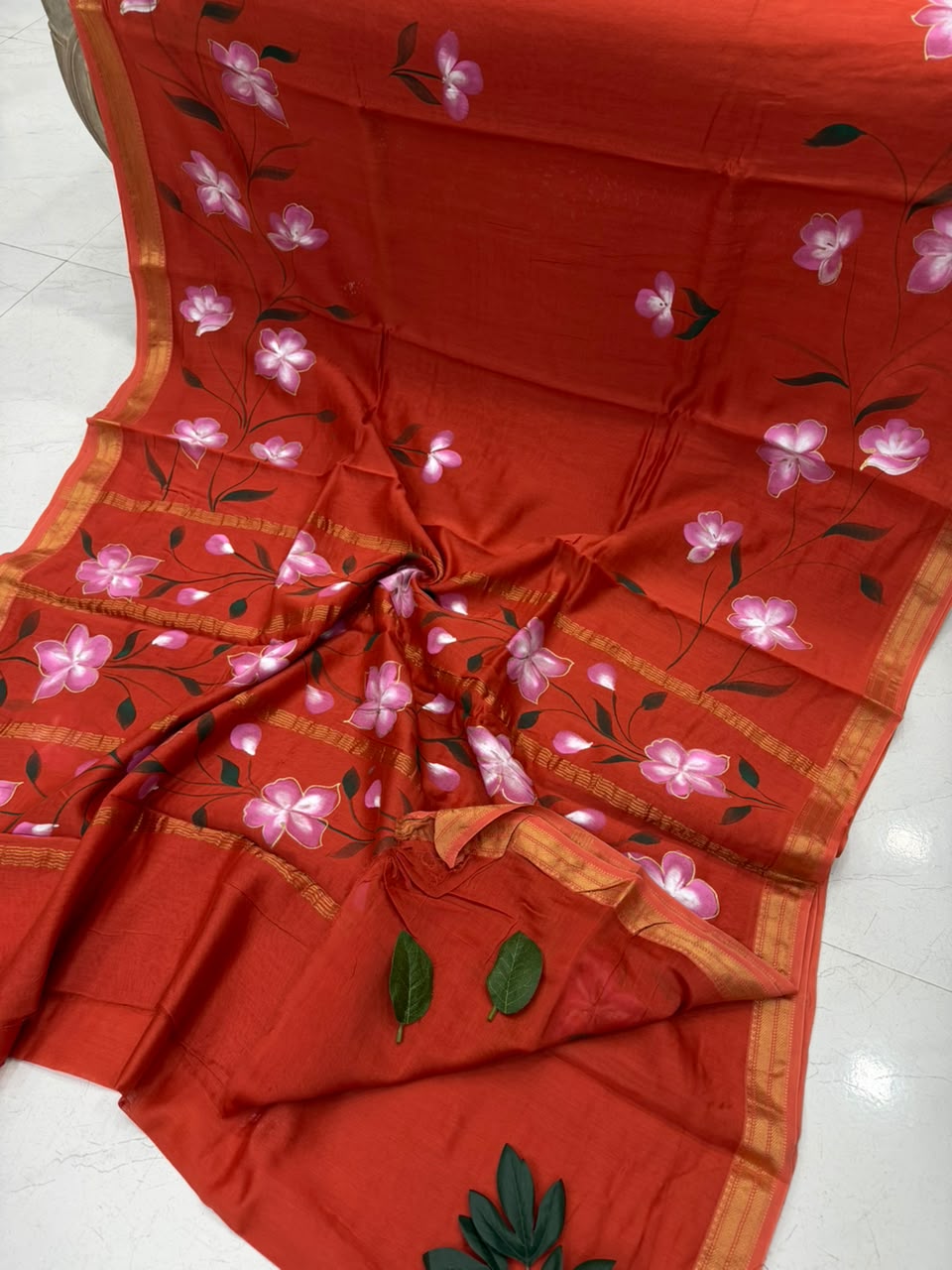 Hand Painted Maheshwari Silk Saree