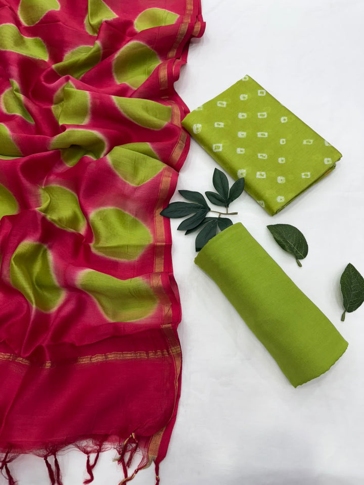 Bandhani Chanderi Silk Suit Set