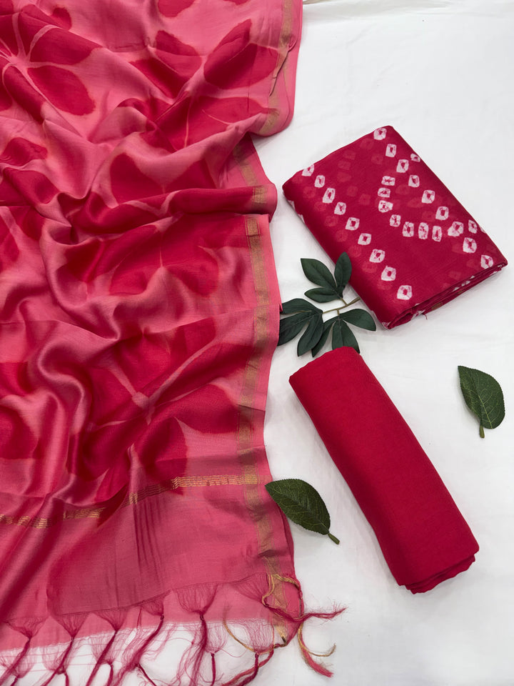 Bandhani Chanderi Silk Suit Set