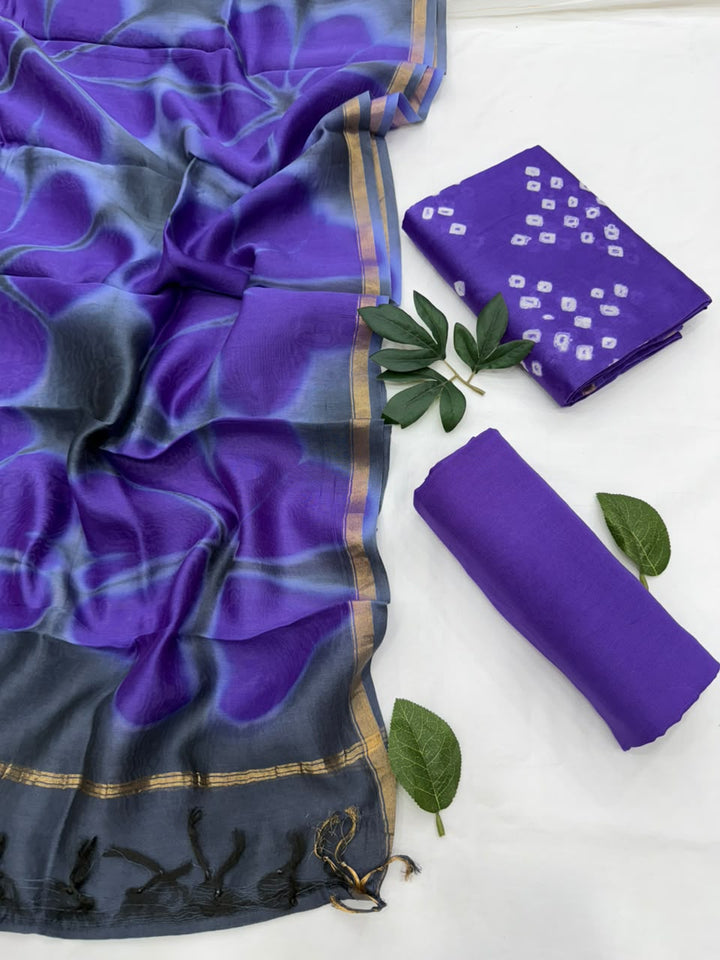 Designer Bandhani Chanderi Silk Suit Set