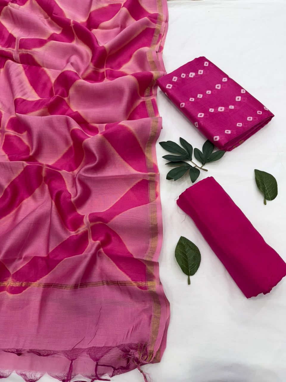 Bandhani Chanderi Silk Suit Set