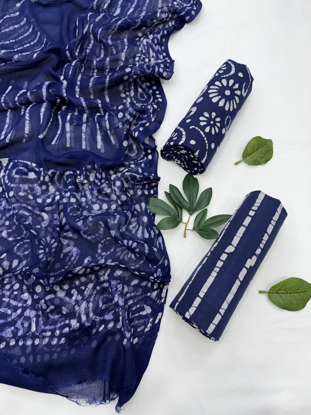 printed Cotton Suit With Chiffon Dupatta