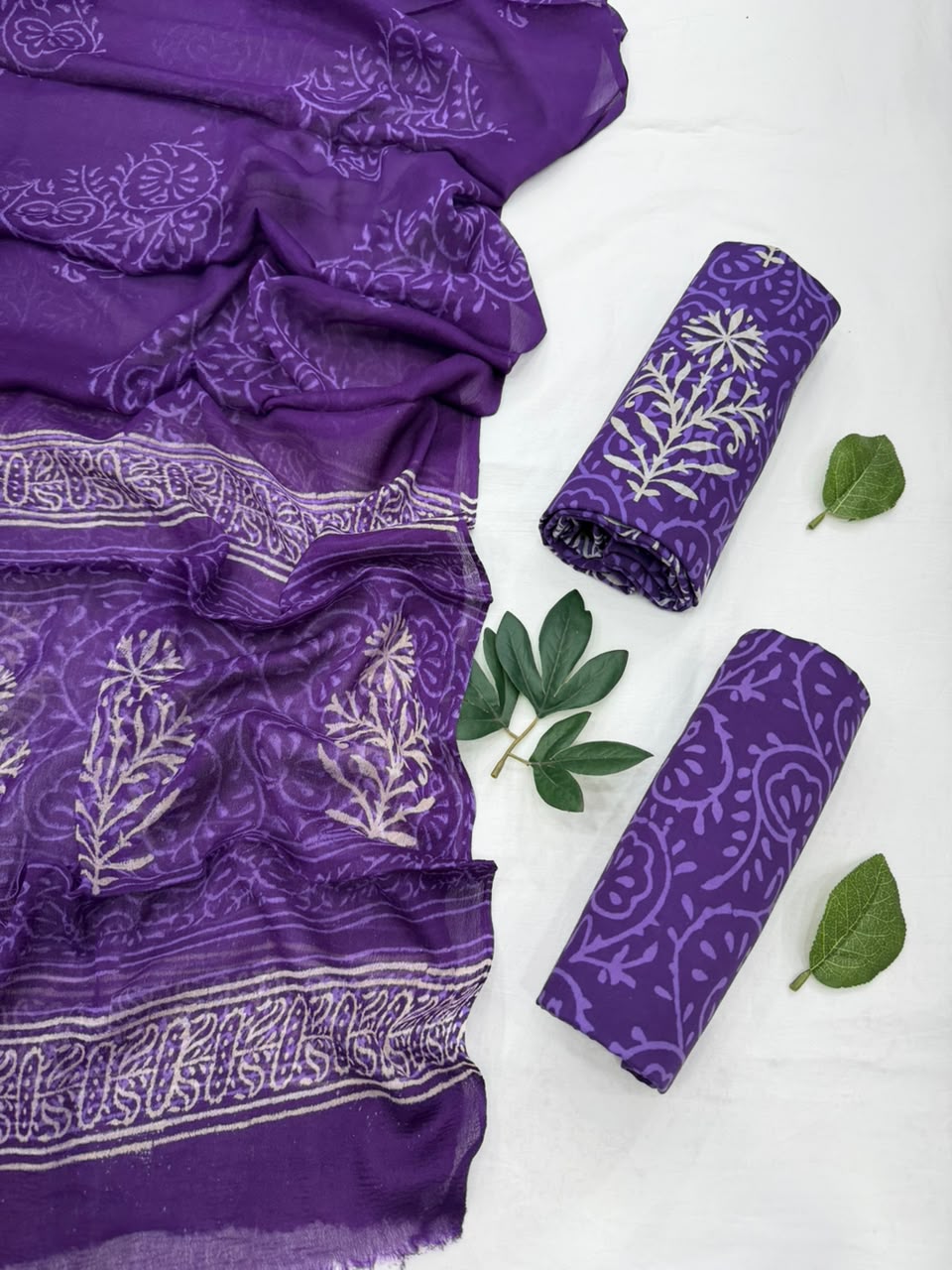 Cotton Suit With Chiffon Dupatta