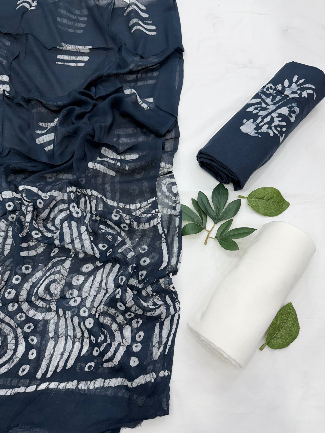 Hand Block Printed Chiffon Suit