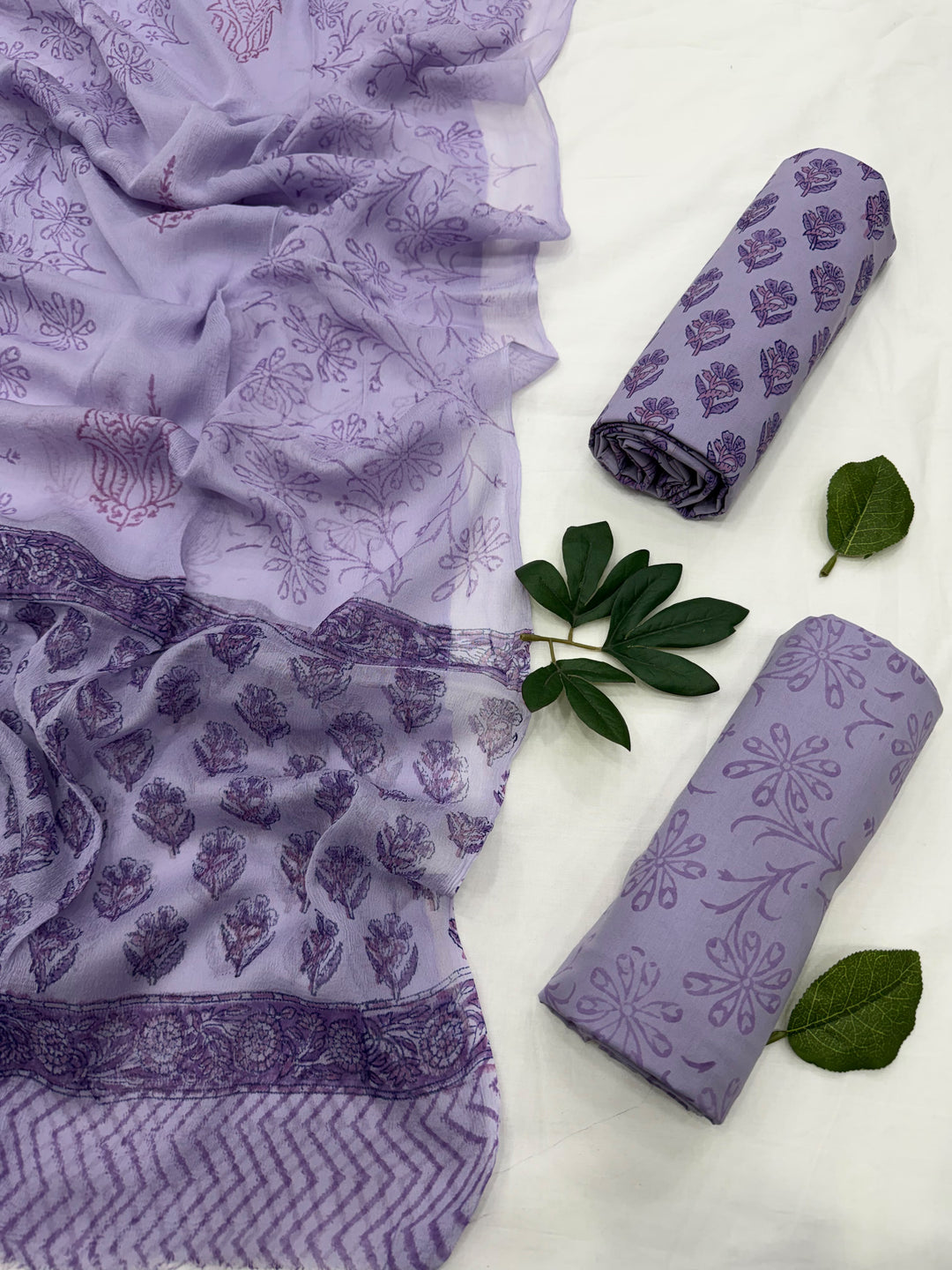 Cotton Suit With Chiffon Dupatta
