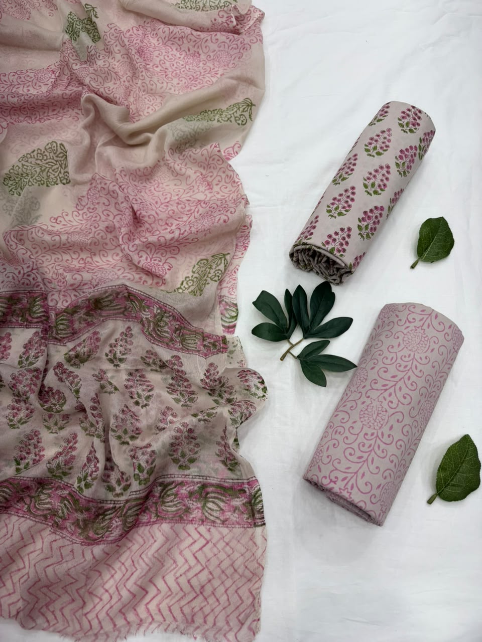 Cotton Suit With Chiffon Dupatta