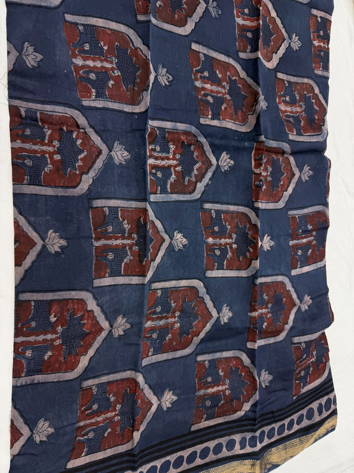 Bagru Dabu Print Maheshwari Silk Suit Set