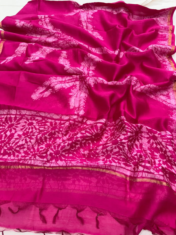 Batik Print Chanderi Silk Suit Set with Dupatta