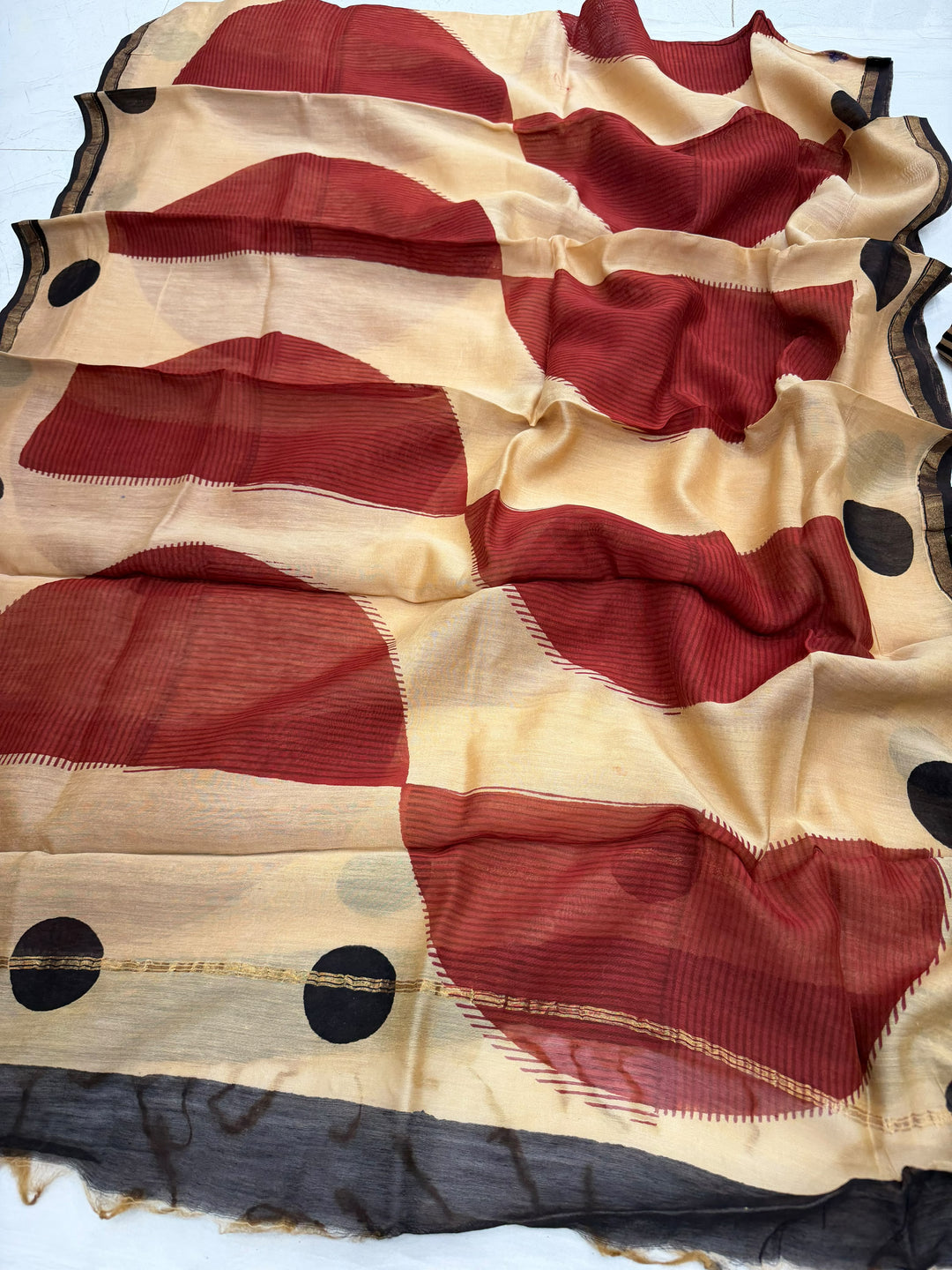 Stripe Print Bagru Hand Block Printed Chanderi Silk Suit Set