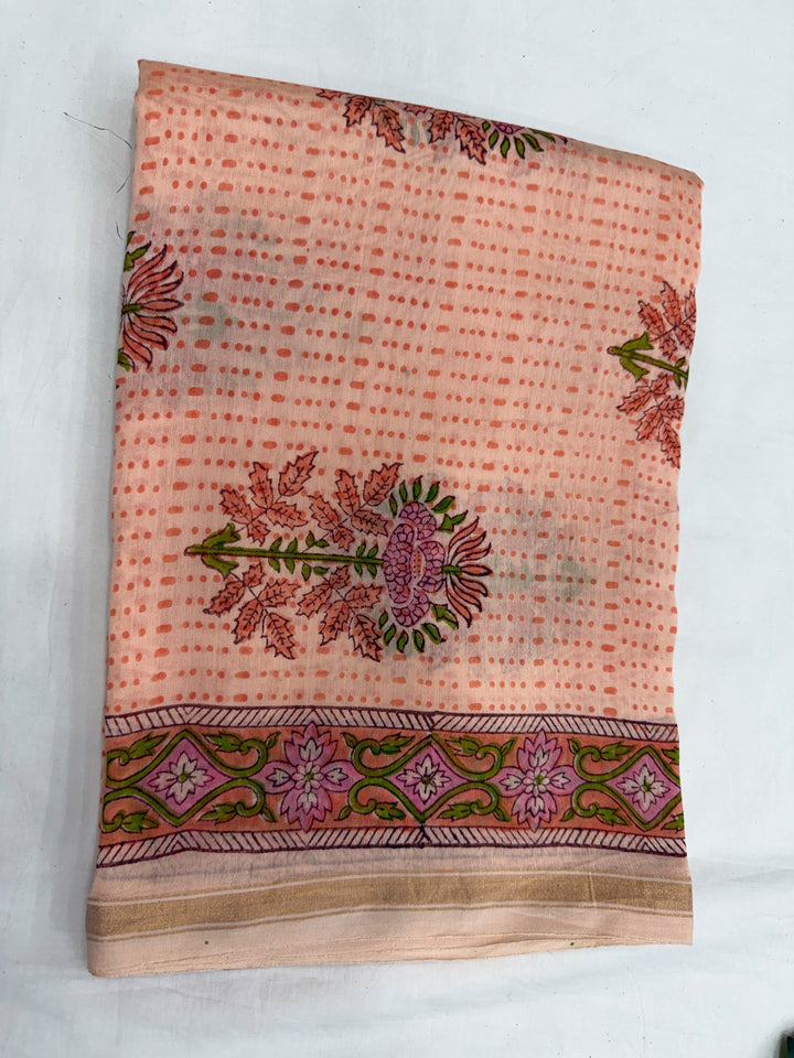 Bagru Handblock Mustard Bird Print Chanderi Silk Suit Set