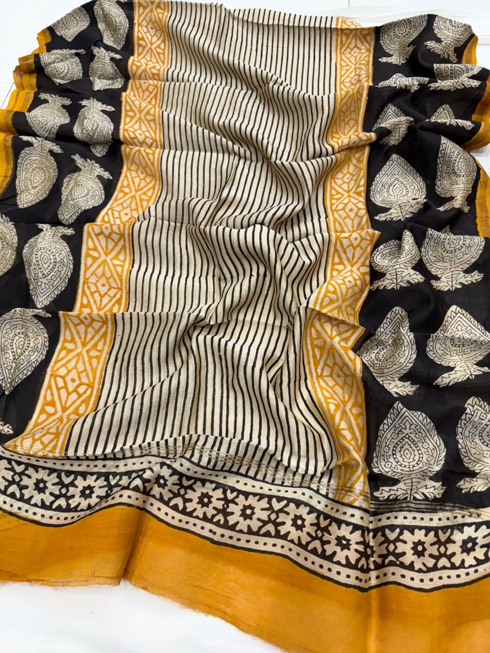Natural Buta Hand Block Printed Chanderi Silk Suit Set