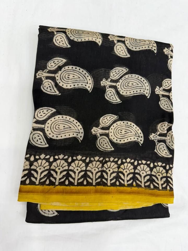 Paisley Print Bagru Hand Block Printed Chanderi Silk Suit Set