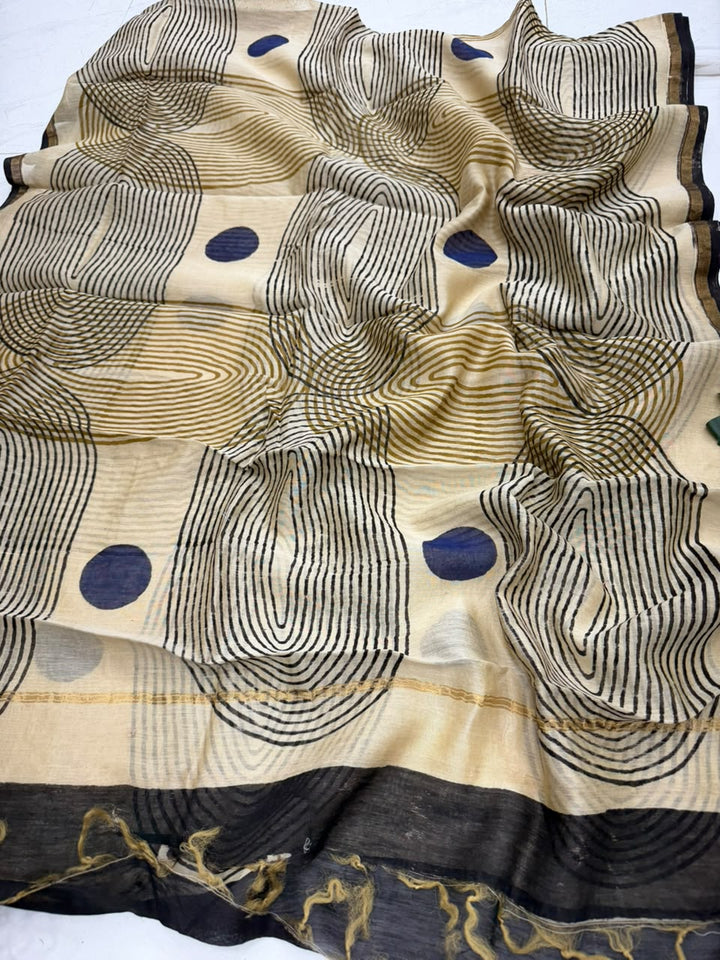 Bagru Polka Dot Print Chanderi Silk Suit Set